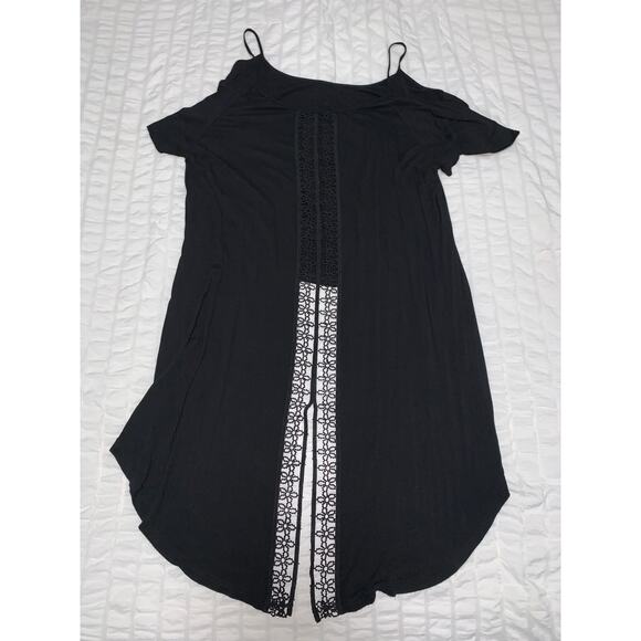 SHEIN Curve Black Cold Shoulder Lace Detail Shirt Size 4XL - Picture 2 of 6
